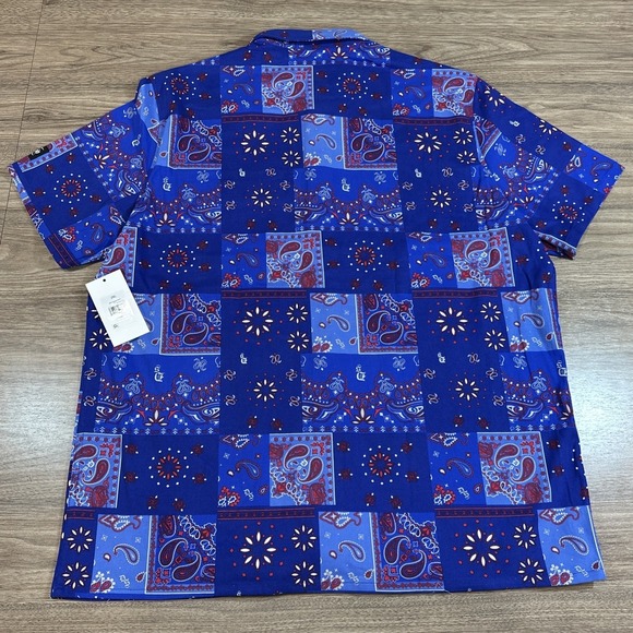 NWT Men 2XL Dogg Supply By Snoop Dog Blue Bandana Button Down Short Sleeve Mens - Picture 4 of 10